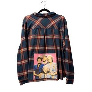 Golden Girls flannel has pilling upcycle image has cracking